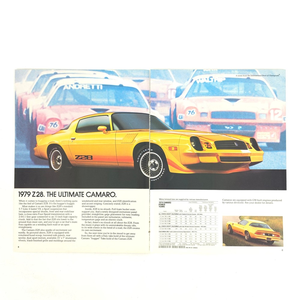 Vintage Chevrolet Camaro Z28 Print Ad Yellow Muscle Car Show Garage Display 1979